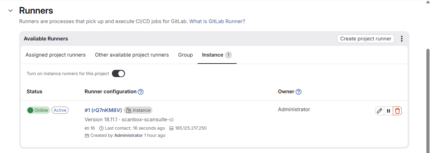 Настройки раннеров в GitLab