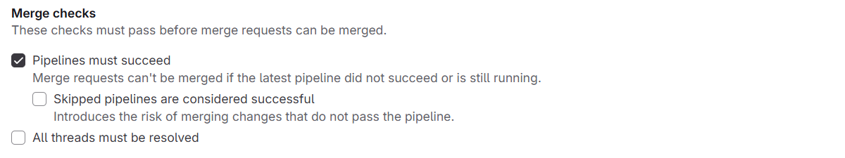 Настройка Merge checks в GitLab