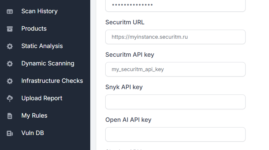 Настройка Securitm